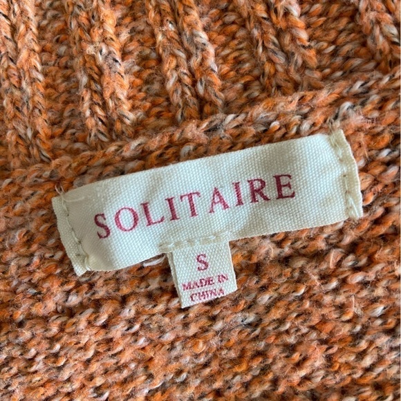 Solitaire Orange Gray Knit Soft Cozy Long Sleeve Sweater Funnel Turtle Neck - Picture 5 of 7